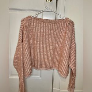 Pink and white knit loose fit boatneck sweater size xs